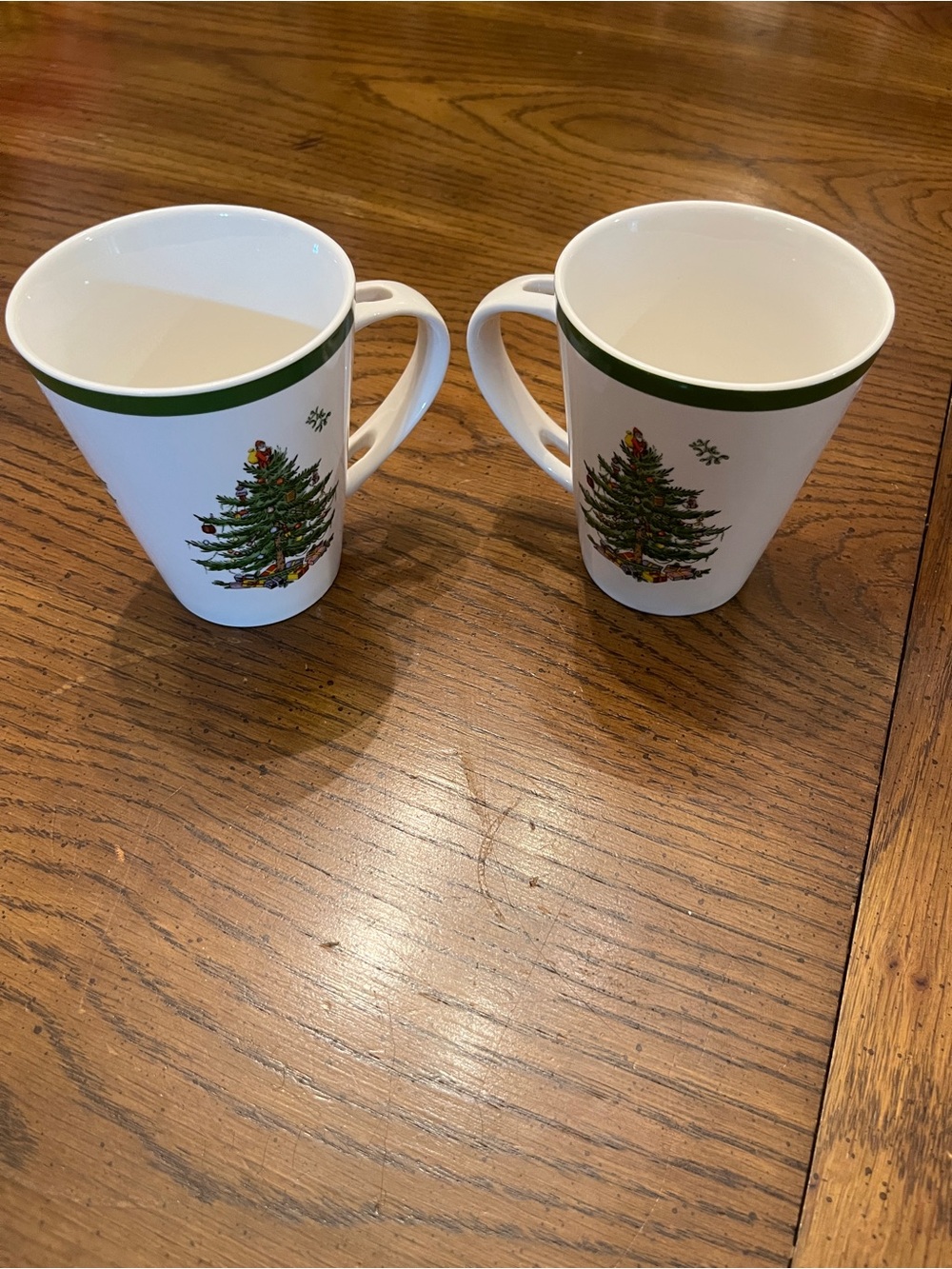 Spode White and‎ Green Christmas Tree Ceramic Mugs - Set of 2